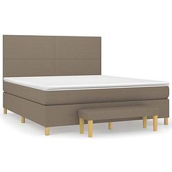 Foto van Vidaxl boxspring met matras stof taupe 160x200 cm