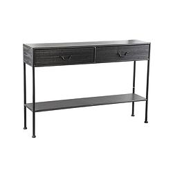 Foto van Ptmd ray black wooden sidetable metal frame 2 drawer