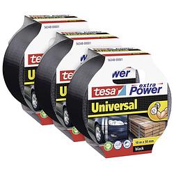 Foto van Tesa extra power® universal 56348 textieltape zwart (l x b) 10 m x 50 mm 3 stuk(s)