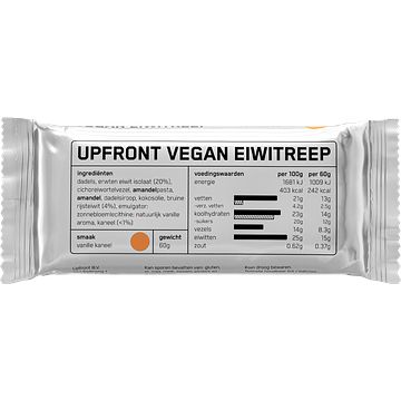 Foto van Upfront vegan eiwitreep vanille kaneel 60g bij jumbo