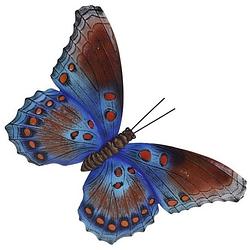 Foto van Tuindecoratie bruin/blauwe vlinder 35 cm - tuinbeelden