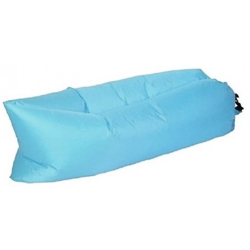 Foto van Opblaasbaar loungebed/luchtbed blauw 220 x 70 cm - luchtbed (zwembad)