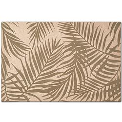 Foto van 1x placemats palm bladeren print - linnen - 45 x 30 cm - beige/groen - placemats