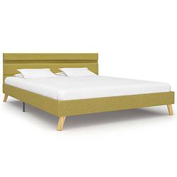 Foto van The living store bed - groen - houten frame - 211 x 145 x 75 cm - led-strip