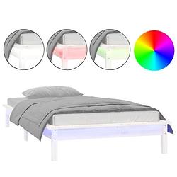 Foto van The living store bedframe grenenhout - led-verlichting - 100 x 200 cm - wit