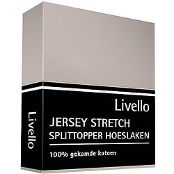 Foto van Livello hoeslaken splittopper jersey excellent stone 140 x 200 cm