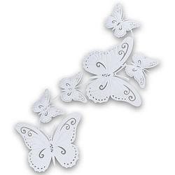 Foto van Pro garden tuin wanddecoratie vlinders - metaal - wit - 30 x 65 cm - tuinbeelden
