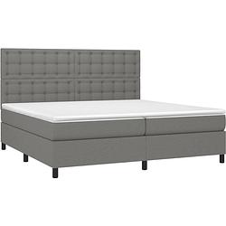 Foto van The living store boxspringbed - donkergrijs - 203 x 200 x 118/128 cm - pocketvering matras - middelharde ondersteuning