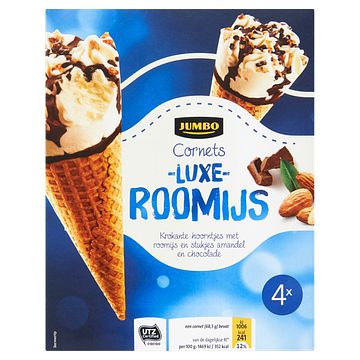 Foto van Jumbo cornets luxe roomijs 4 stuks