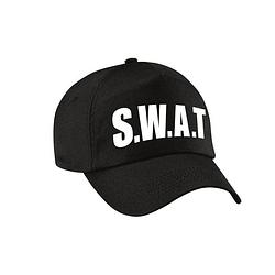 Foto van Verkleed swat team agent pet / cap zwart voor jongens en meisjes - verkleedhoofddeksels