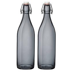 Foto van Cuisine elegance set van 2x stuks weckflessen grijs beugeldop glas van 1 liter - weckpotten