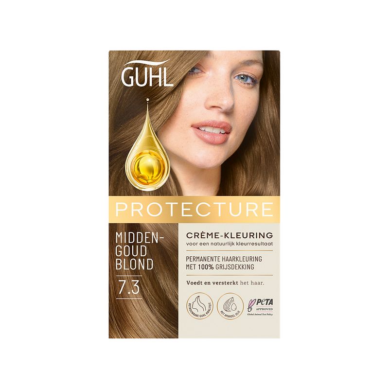 Foto van Guhl protecture crème-kleuring 7.3 middengoudblond