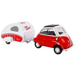 Foto van Welly auto bmw isetta 18,5 cm staal rood/wit 2-delig