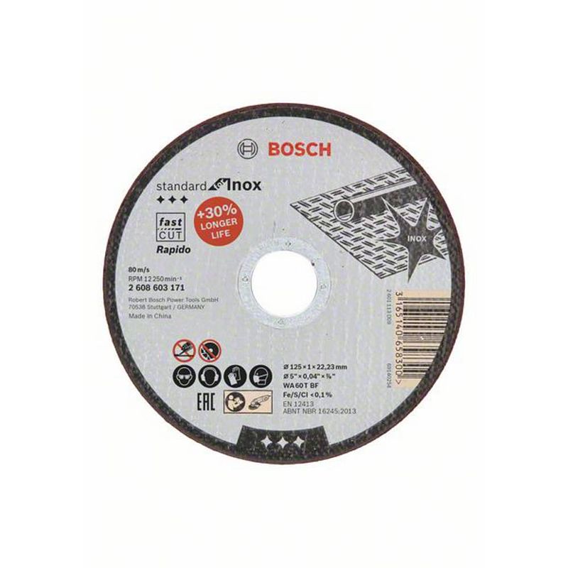 Foto van Bosch accessories wa 60 t bf 2608603171 doorslijpschijf recht 125 mm 22.23 mm 1 stuk(s)