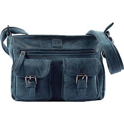 Foto van Bicky bernard dames schoudertas - omhang schoudertas ritsvakjes trendy tas - donkerblauw - navy