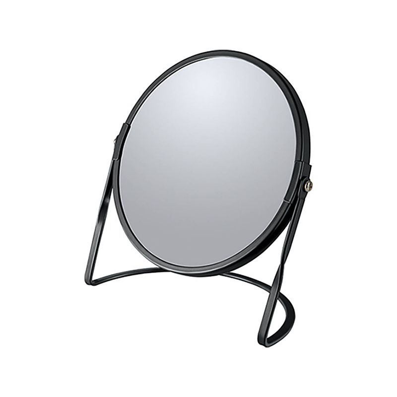 Foto van Make-up spiegel cannes - 5x zoom - metaal - 18 x 20 cm - zwart - dubbelzijdig - make-up spiegeltjes