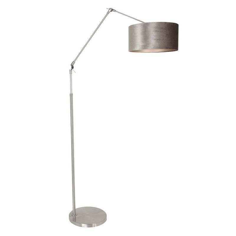 Foto van Steinhauer vloerlamp prestige chic 8104st staal kap zilver velours