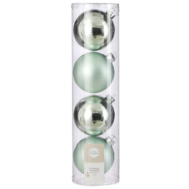 Foto van House of seasons kerstballen 10 cm glas mintgroen 4 stuks