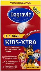 Foto van Dagravit kids-xtra multivitaminen kauwtabletten frambozensmaak