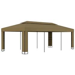 Foto van Vidaxl prieel met dubbel dak 180 g/m² 3x6 m taupe