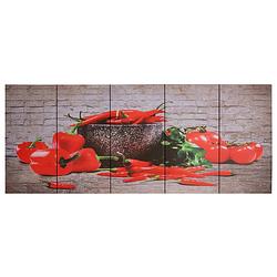 Foto van Vidaxl wandprintset paprika 150x60 cm canvas meerkleurig