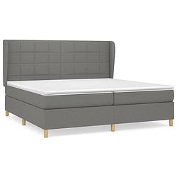 Foto van The living store boxspringbed - donkergrijs - 203 x 203 x 118/128 cm - pocketvering matras - middelharde ondersteuning