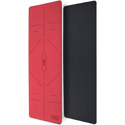 Foto van Yogamat, zwart-rood, 183 x 61 x 0,6 cm, fitnessmat, gymmat, gymnastiekmat, logo