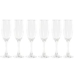 Foto van 6x stuks champagne/cava flutes/glazen 175 ml van glas - champagneglazen