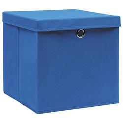 Foto van The living store opbergboxen - nonwoven stof - 32x32x32cm - inklapbaar - blauw