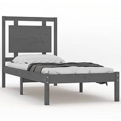 Foto van Vidaxl bedframe massief hout grijs 90x190 cm 3ft single