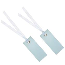 Foto van Cadeaulabels met lintje - set 24x stuks - licht blauw - 3 x 7 cm - naam tags - cadeauversiering