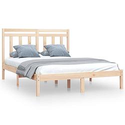 Foto van The living store bedframe grenenhout - klassiek - bedframe - afmeting- 205.5 x 125.5 x 31 cm - onbehandeld