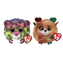 Foto van Ty - knuffel - teeny puffies - dotty leopard & christmas reindeer