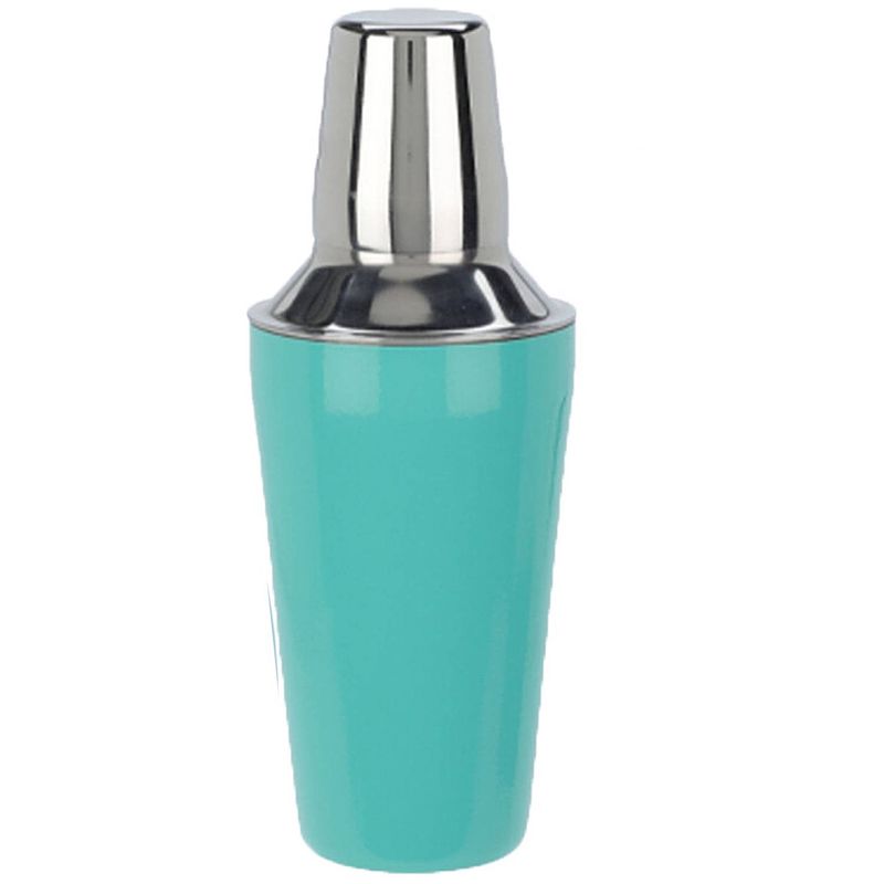 Foto van Excellent houseware cocktailshaker - rvs - groen/zilver - 500 ml - cocktailshakers