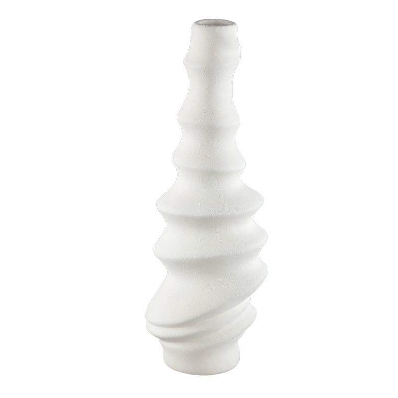 Foto van Ptmd georgy white ceramic pot round spiral l