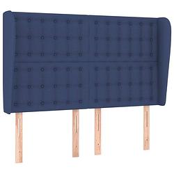 Foto van Vidaxl hoofdbord met randen 147x23x118/128 cm stof blauw