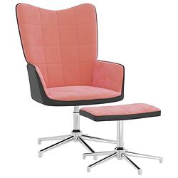 Foto van Vidaxl relaxstoel met voetenbank fluweel en pvc roze