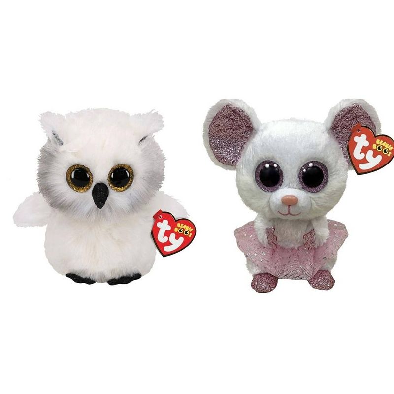 Foto van Ty - knuffel - beanie boo's - ausitin owl & nina mouse