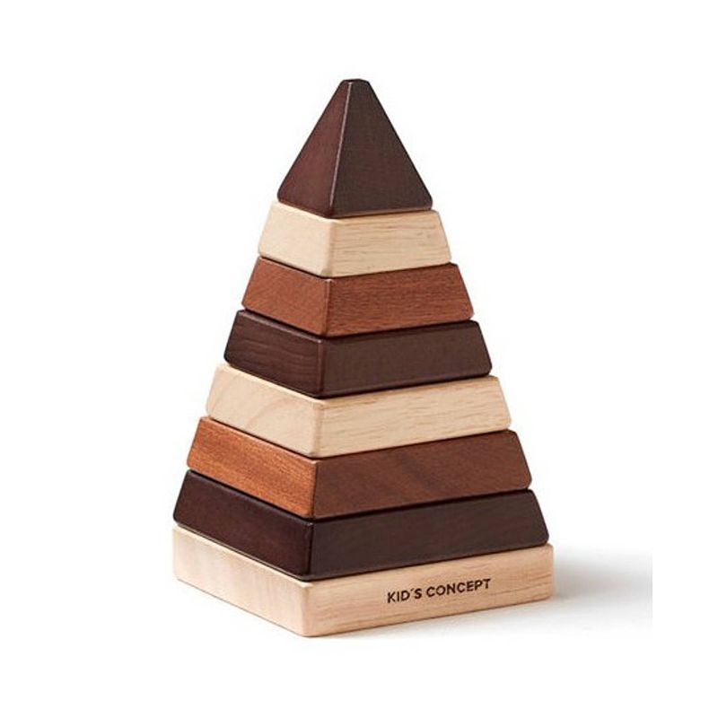 Foto van Kid's concept stapeltoren piramide 18,5 cm hout bruin 8-delig