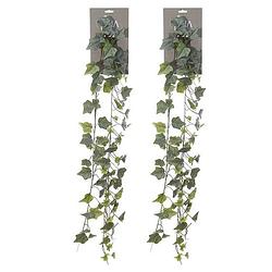 Foto van Louis maes kunstplant blaadjes slinger klimop/hedera - 2x - groen - 180 cm - kunstplanten