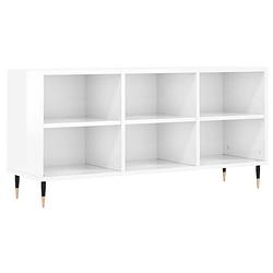 Foto van The living store tv-meubel hoogglans wit - 103.5 x 30 x 50 cm - bewerkt hout en ijzer