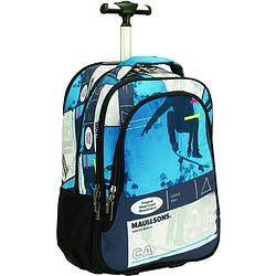 Foto van Maui & sons trolleyrugzak 28 liter 33 x 48 cm polyester blauw/wit