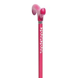 Foto van Classic canes verstelbare wandelstok - roze - hartjes - aluminium - lengte 71 - 93 cm - extra korte stand 61 cm