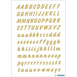 Foto van Stickervellen 220x alfabet plak letters a-z goud/transparant 8 mm - stickers