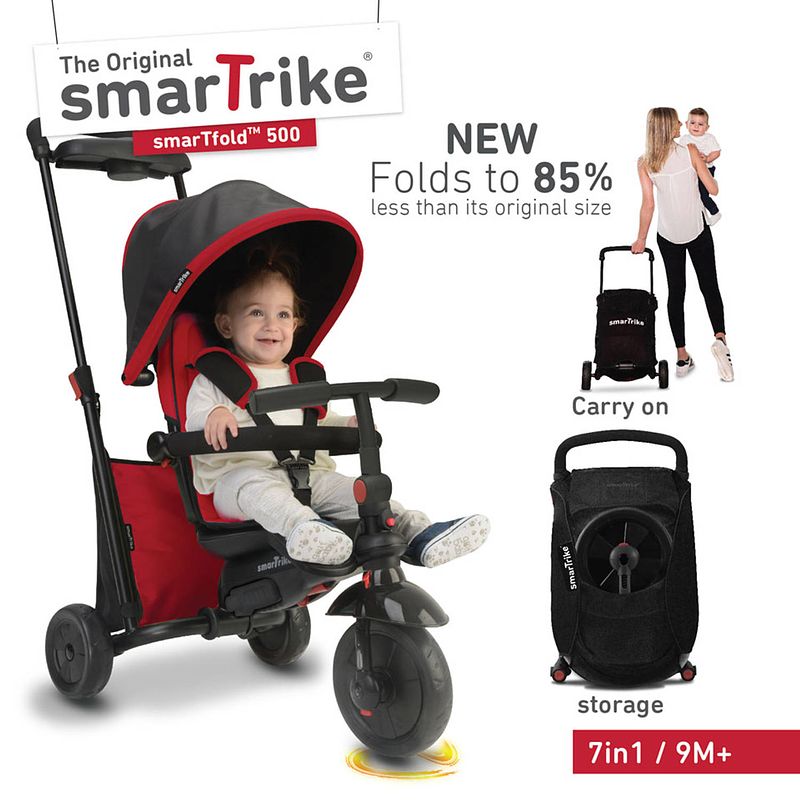 Foto van Smartrike smartfold 500 opvouwbare driewieler 7-in-1 - rood/zwart