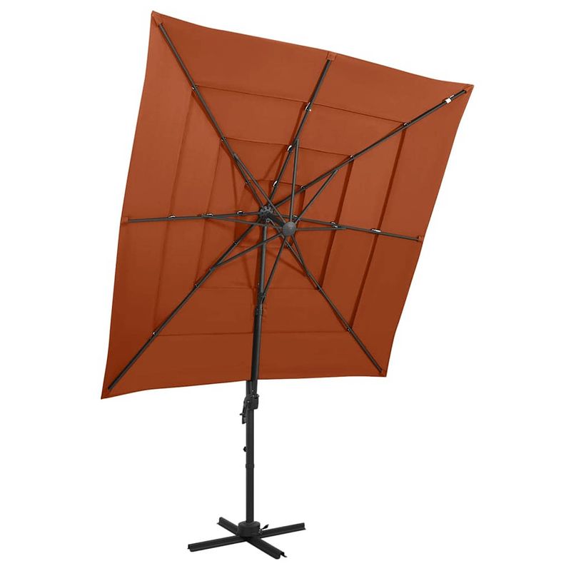 Foto van Vidaxl parasol 4-laags met aluminium paal 250x250 cm terracottakleurig