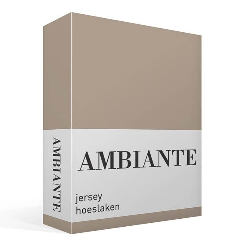 Foto van Ambiante jersey hoeslaken - 100% gebreide jersey katoen - lits-jumeaux (180x200 cm) - taupe