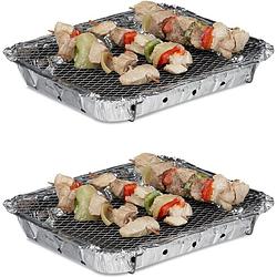 Foto van 2 stuks barbecue - instant - wegwerp - buiten barbecue - tafel - rooster - balkon - picknick - barbecue accessoires