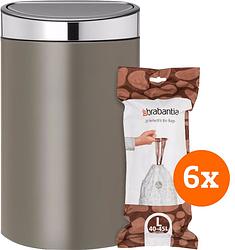 Foto van Brabantia touch bin 40 liter platinum + vuilniszakken (120 stuks)