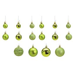 Foto van 100x stuks kunststof kerstballen lime groen 3, 4 en 6 cm - kerstbal